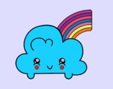 Nube con arco iris kawaii