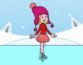 Patinadora sobre hielo con gorro