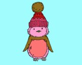 Pingüino con gorro de invierno