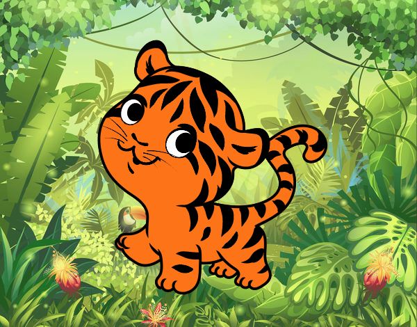 Tigre bebé en la jungla