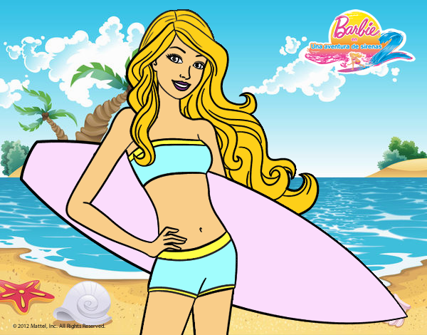 Barbie con tabla de surf