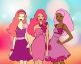 Barbie y sus amigas vestidas de fiesta