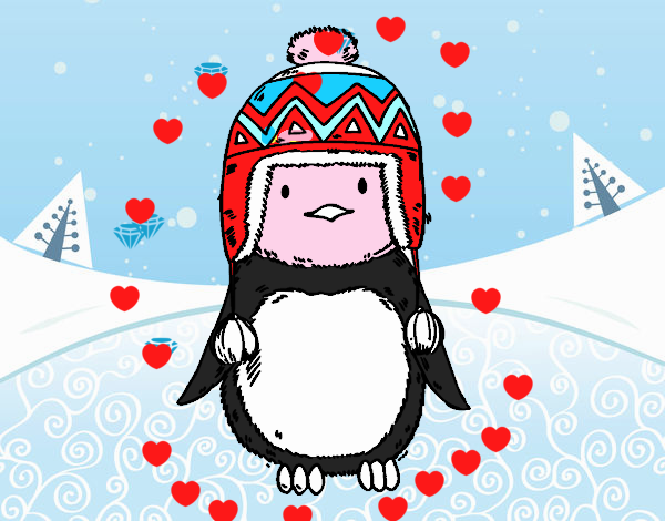 Bebé pingüino con gorrito