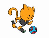 Gato jugando a fútbol