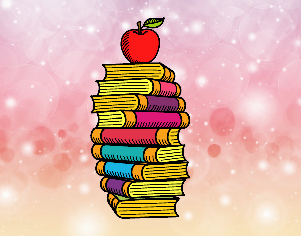 Libros y manzana