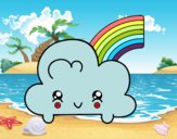 Nube con arco iris kawaii