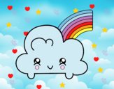 Nube con arco iris kawaii