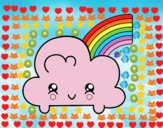 Nube con arco iris kawaii