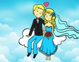 Recién casados en una nube