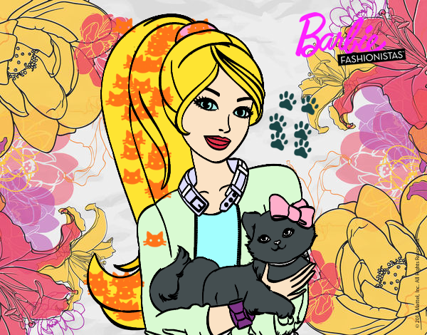 Barbie con su linda gatita