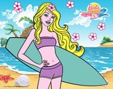 Barbie con tabla de surf