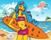 Barbie con tabla de surf