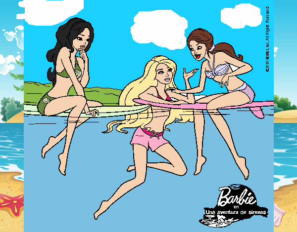 Barbie,Teresa y Penelope en la playa