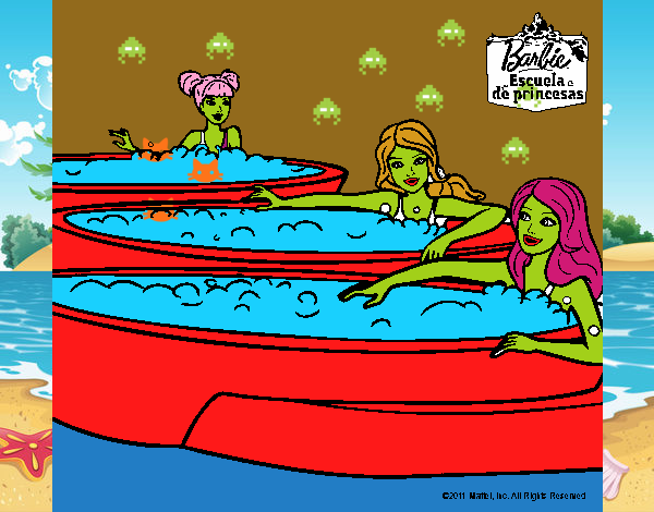 Barbie y sus amigas en el jacuzzi