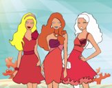 Barbie y sus amigas vestidas de fiesta