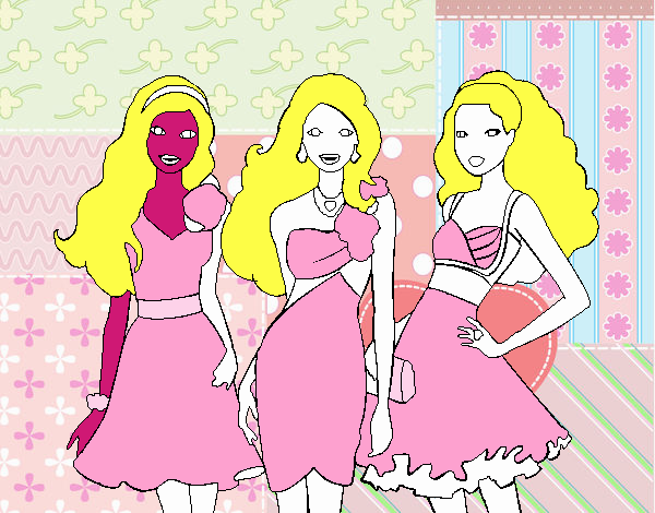 Barbie y sus amigas vestidas de fiesta