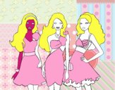 Barbie y sus amigas vestidas de fiesta