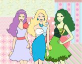 Barbie y sus amigas vestidas de fiesta