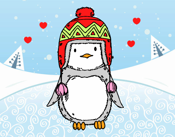 Bebé pingüino con gorrito