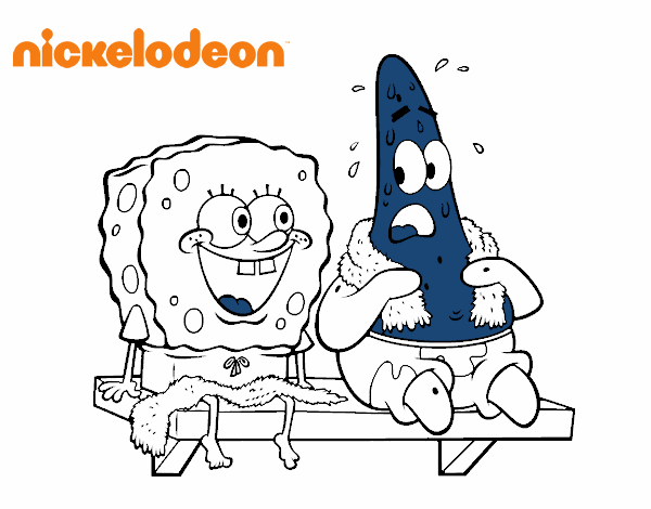 Bob Esponja y Patricio en bañador