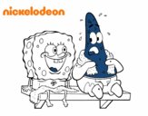 Bob Esponja y Patricio en bañador