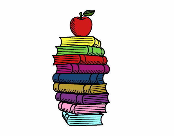 Libros y manzana