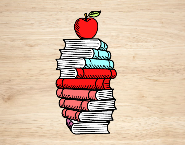 Libros y manzana