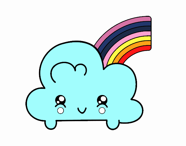 Nube con arco iris kawaii