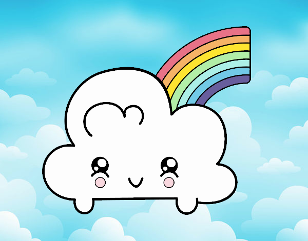 Nube con arco iris kawaii