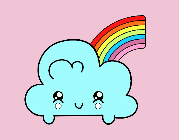 Nube con arco iris kawaii