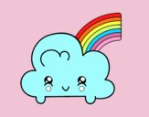 Nube con arco iris kawaii