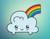 Nube con arco iris kawaii