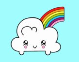 Nube con arco iris kawaii