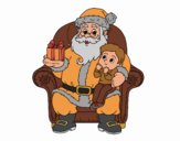 Papá Noel y niño en Navidad