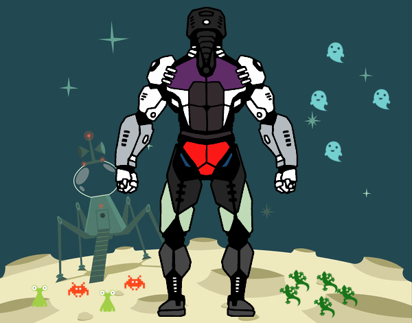 Robot luchador de espaldas