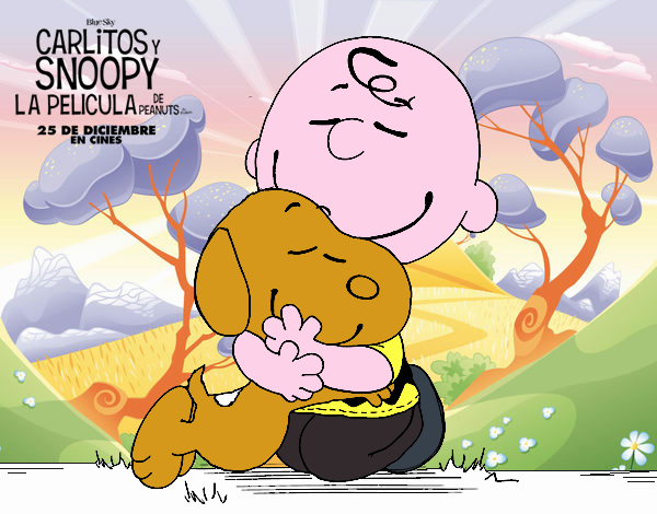 Snoopy y Carlitos abrazados