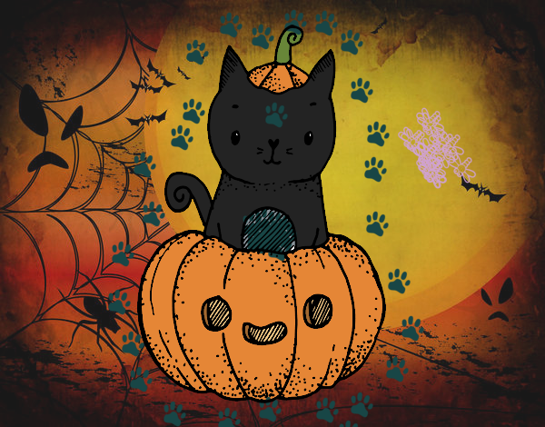 Un gatito de Halloween