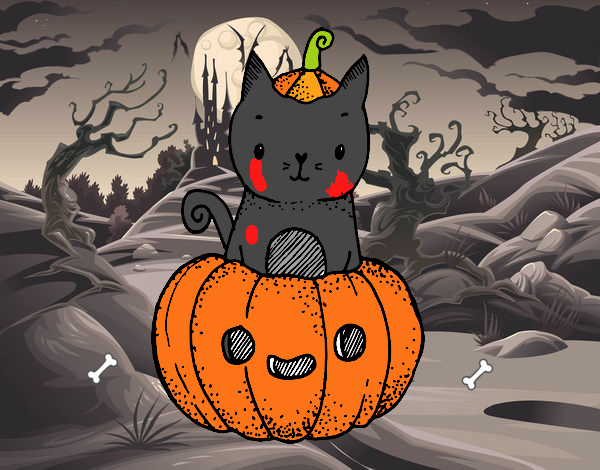 Un gatito de Halloween