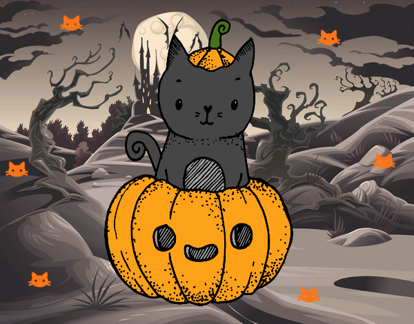 Un gatito de Halloween