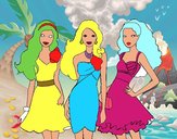 Barbie y sus amigas vestidas de fiesta