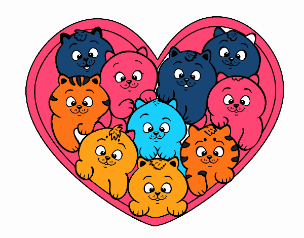 Corazón de gatitos