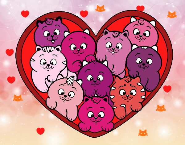 Los gatitos comen Corazones