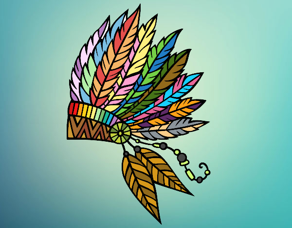 Dibujo de Corona de plumas india pintado por en Dibujos.net el día