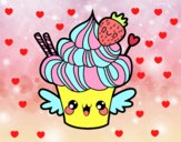 Cupcake kawaii con fresa