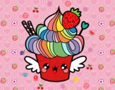 Cupcake kawaii con fresa