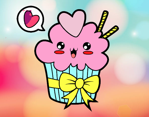 Cupcake kawaii con lazo