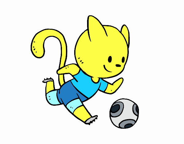 Gato jugando a fútbol