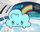 Nube con arco iris kawaii