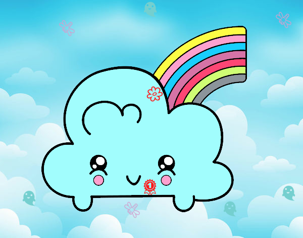 Nube con arco iris kawaii