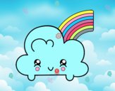 Nube con arco iris kawaii